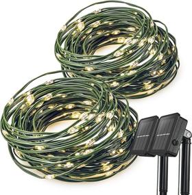 img 4 attached to Enhanced Solar String Lights by Beewin, 2Pack 33Ft 100Led Outdoor Solar Lights, Waterproof Green Wire Copper Wire 8 Modes Fairy Lights for Wedding, Patio, Garden, Yard, and Party (Warm White)