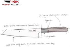 img 3 attached to Нож Gyutou с лезвием из кованой нержавеющей стали SUS304 и твердосплавным обушком 63 HRC, супер острое, с рукоятью из черного дерева для удобного держания.