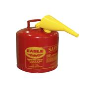 eagle ui-50-fs gasoline safety can with funnel, 5 gallon capacity - red galvanized steel type i for ultimate protection logo