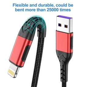 img 3 attached to Apple MFi Certified iPhone Charger Cable - 3Pack 1FT USB A Cable for Fast Charging, Durable iPhone Charging Cord Compatible with iPhone Xs Max/XS/XR/X/8/7/6S/6/Plus/SE/iPad - Red