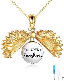 img 4 attached to Sterling Sunflower Necklace Sunshine Cremation Girls' Jewelry for Necklaces & Pendants