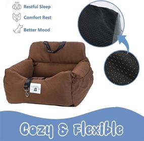 img 2 attached to 🐶 BAROMGA Dog Car Seat Pet Booster Seat - Travel Safety Seat & Bed with Storage Pocket, Clip-On Leash. Disassembles easily for Cleaning. Ideal for Car or Home Use.