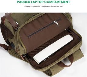 img 1 attached to 🎒 Modoker Vintage Backpack for Men Women with USB Charging Port - Army Green, Fits 15.6" Laptop and Tablets