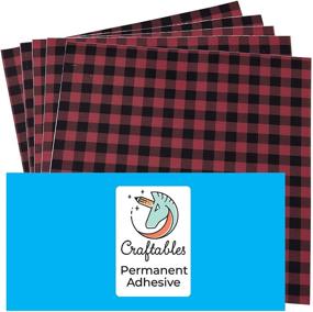 img 4 attached to 🎨 Craftables Buffalo Plaid Pattern Self Adhesive Vinyl Sheets for Cricut, Silhouette, Cameo: Perfect for Decals, Signs, Stickers & More!
