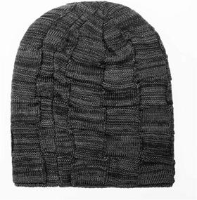 img 2 attached to 🧢 Ousipps 2 Pack Winter Hats for Men - Baggy Mens Beanies for Winter Ski Snow - Black Skull Hats - Men's Beanie for Cold Weather