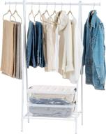 👗 iris usa mgr-1 standing garment metal clothing rack: versatile storage solution with bottom shelf, white логотип