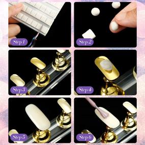 img 1 attached to 🖐️ 2 Pack of Magnetic Acrylic Nail Art Practice Stands with Nail Tip Holders, Training Fingernail Display Stands, DIY Nail Crystal Holders, along with 96 White Reusable Adhesive Putty Pieces in Gold and Silver