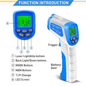 img 3 attached to 🌡️ HOLDPEAK 981C Non Contact Digital Laser Infrared Thermometer -58 to 1022℉ (-50 to 550℃) with 9V Battery, Instant-Read, Data Hold, High/Low Temperature Warning