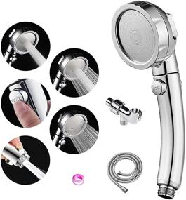 img 2 attached to 🚿 3-Spray Settings Shower Head with Handheld and ON/OFF Switch - Detachable Shower Head Set with Adjustable Holder, Hose, Shower Arm Mount, and Tape