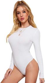 img 4 attached to 👚 Verdusa Women's Short Sleeve Plain Bodysuit with Round Neck