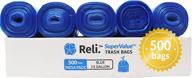 🗑️ reli. supervalue 13 gallon recycling bags (500 count, bulk) - blue trash bags for efficient waste disposal logo