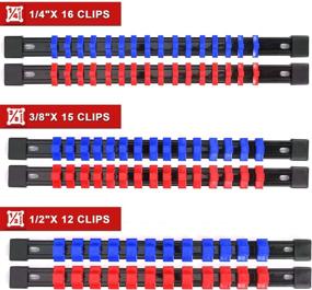 img 2 attached to 🔌 Efficient Socket Organization: CASOMAN 6PC ABS Socket Organizer Set - 1/4, 3/8, and 1/2-Inch Sizes (Premium Quality, Blue & Red)