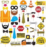 🚧 41ct construction photo booth props & truck centerpieces: ultimate party decorations for kids birthday construction party zone - includes backdrop, supplies, and favors logo