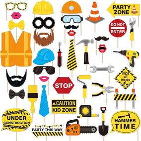 img 4 attached to 🚧 41Ct Construction Photo Booth Props & Truck Centerpieces: Ultimate Party Decorations for Kids Birthday Construction Party Zone - Includes Backdrop, Supplies, and Favors