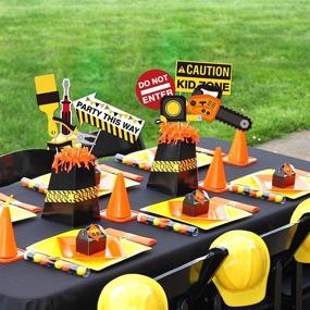 img 1 attached to 🚧 41Ct Construction Photo Booth Props & Truck Centerpieces: Ultimate Party Decorations for Kids Birthday Construction Party Zone - Includes Backdrop, Supplies, and Favors