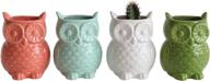 🦉 decorate with whimsy: set of 4 creative co-op stoneware owl shaped vases with magnets logo