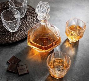 img 1 attached to Premium 5-Piece European Style Whiskey Decanter and Glass Set - Elegant Diamond Design - Magnetic Gift Box Included - Ideal for Scotch, Bourbon, and More