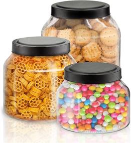 img 4 attached to 🍯 Clear Glass Jars - Set of 3 Kitchen Canisters with Lids for Sugar, Flour, Coffee - Cookie Jars with 50, 68, 100 Ounce Sizes