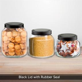 img 2 attached to 🍯 Clear Glass Jars - Set of 3 Kitchen Canisters with Lids for Sugar, Flour, Coffee - Cookie Jars with 50, 68, 100 Ounce Sizes