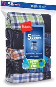 img 3 attached to Трусы Hanes Boxer в клетку среднего размера для мальчиков: стильный комфорт для вашего маленького мужчины.