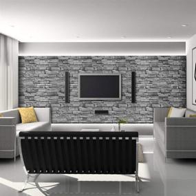 img 3 attached to 🧱 Grey Brick Peel and Stick Wallpaper | 17.7"x236" | 3D Brick Self Adhesive Removable | Waterproof Backsplash Wall Paper | Shelf Drawer Liner Vinyl Film