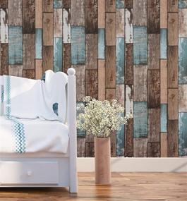 img 2 attached to 🌿 Rustic Wood Plank Wallpaper – Self-Adhesive Contact Paper, Removable & Distressed Look, Faux Vinyl Roll, 18''x118'' Peel and Stick Wallpaper