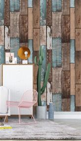 img 3 attached to 🌿 Rustic Wood Plank Wallpaper – Self-Adhesive Contact Paper, Removable & Distressed Look, Faux Vinyl Roll, 18''x118'' Peel and Stick Wallpaper