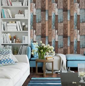 img 1 attached to 🌿 Rustic Wood Plank Wallpaper – Self-Adhesive Contact Paper, Removable & Distressed Look, Faux Vinyl Roll, 18''x118'' Peel and Stick Wallpaper