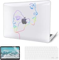 🖥️ clear laser colorful hard shell case for macbook air 13 inch 2021-2018 release - g jgoo compatible: a2337 a2179 a1932 with touch id - includes keyboard cover & screen protector - macbook air m1 case logo