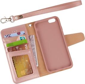 img 3 attached to 📱 Arae iPhone 6s / iPhone 6 Wallet Case - Premium PU Leather, Wrist Strap, Kickstand, Card Pockets - Rosegold 4.7 inch