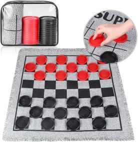 img 4 attached to 🏞️ Reversible Indoor Outdoor Family Checkers Set