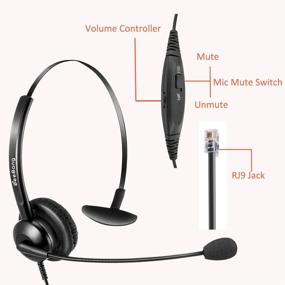 img 3 attached to Corded Telephone Headset with Noise Cancelling Microphone - Mic Mute, Volume Control - Jabra Compatible for Avaya, Polycom, Nortel - RJ9 Connection