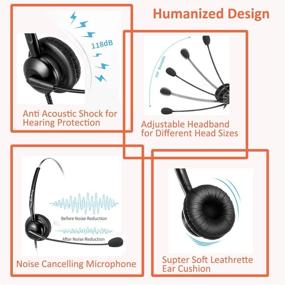 img 2 attached to Corded Telephone Headset with Noise Cancelling Microphone - Mic Mute, Volume Control - Jabra Compatible for Avaya, Polycom, Nortel - RJ9 Connection