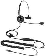 corded telephone headset with noise cancelling microphone - mic mute, volume control - jabra compatible for avaya, polycom, nortel - rj9 connection logo