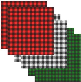 img 4 attached to 🎄 Christmas Buffalo Plaid Vinyl Fabric Sheets - Set of 6, 12×12 Inches | Classic Plaid Adhesive Iron-On Patches | Thermal Transfer Heat Transfer Cloth Sheets | 3 Color Options