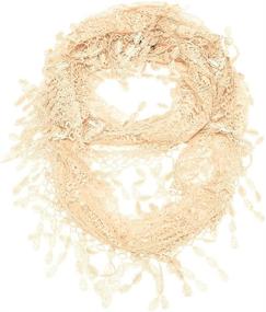 img 2 attached to Falari Lightweight Lace Infinity Loop Scarf With Fringes - Women's Polyester Fashion Accessory