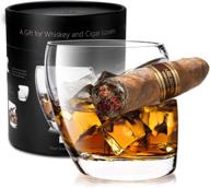 🥃 lighten life cigar glass - whiskey glass with cigar holder, 12 oz crystal cigar whiskey glass in stylish gift box - perfect cigar gifts for men, old fashioned whiskey glass for drinking logo