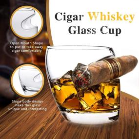 img 2 attached to 🥃 Lighten Life Cigar Glass - Whiskey Glass with Cigar Holder, 12 oz Crystal Cigar Whiskey Glass in Stylish Gift Box - Perfect Cigar Gifts for Men, Old Fashioned Whiskey Glass for Drinking