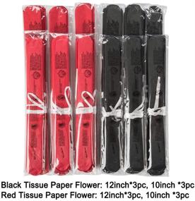 img 1 attached to 🌺 Vibrant Paper Flower Tissue Pom Poms Party Supplies: Set of 12 in Black and Red