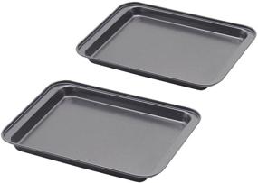 img 4 attached to 🍪 SS&CC Little Small Baking Sheets Nonstick Set of 2 (9.5" X 7.1") - 8 Inch Nonstick Toaster Oven Tray Cookie Sheets, Perfect for 1 or 2 Person Household