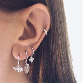 img 3 attached to 💎 925 Sterling Silver CZ Evil Eye Teardrop Dangle Drop Earrings | Small Hoop Cuff Fashion Sleeper Huggie Hoops With Charm | Hypoallergenic Gifts for Women, Girls, Bff, Mom | Ideal for Birthdays