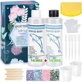 img 4 attached to 🔮 Premium 1000ml Epoxy Resin Kit - Crystal Clear Casting Resin with Droppers, Gloves, Sticks, Glitter - Ideal for Tumblers, Jewelry, DIY Crafts & Molds
