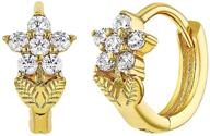 elegant gold plated flower cz huggie earrings for young girls - a radiant jewelry gift for birthdays or holidays logo