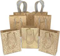 🛍️ kraft paper gold gift bags (set of 16) - buy bulk brown paper gift bags with handles for birthdays, weddings, baby showers & more! logo