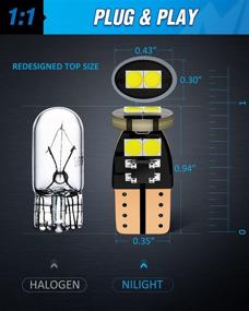 img 2 attached to 🚗 Nilight 194 LED Bulb 10 Pack - Super Bright T10 168 2825 W5W LED - 6500K Cool White - Car Interior Map Dome Door Trunk Lights