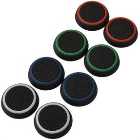 img 4 attached to 🎮 Enhance Your Gaming Experience with 4 Pair / 8 Pcs Silicone Thumb Grip Stick Analog Joystick Cap Cover for PS3/PS4/Xbox 360/Xbox One Controllers - Black