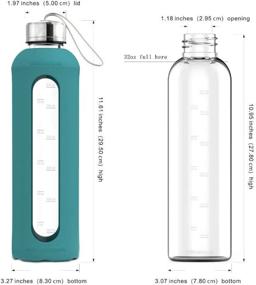 img 2 attached to 🌍 Xtremeglas 32 Oz Glass Water Bottle with Silicone Sleeve: Leakproof Lid, Time Marked Measurements, BPA-Free, Travel-Friendly, Reusable, Eco-Friendly, Safe for Hot Liquids and Tea, Daily Intake Tracker