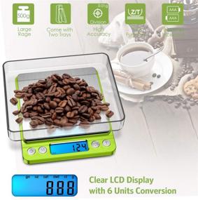 img 3 attached to KeeKit 500g Digital Pocket Scale with 2 Trays 🥦 – High Accuracy Multifunction Food Scale for Kitchen – Green