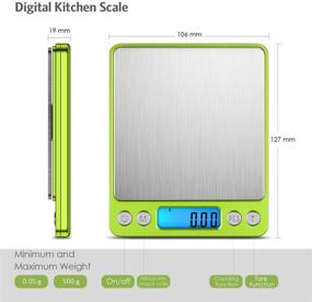 img 2 attached to KeeKit 500g Digital Pocket Scale with 2 Trays 🥦 – High Accuracy Multifunction Food Scale for Kitchen – Green