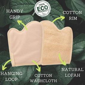 img 3 attached to 🧤 2 Exfoliating Body Scrubber Loofah Mittens - All-Natural Egyptian Bath & Shower Exfoliating Washcloth, Eco-Friendly and Biodegradable Luffa Sponge for Face, Back & Body